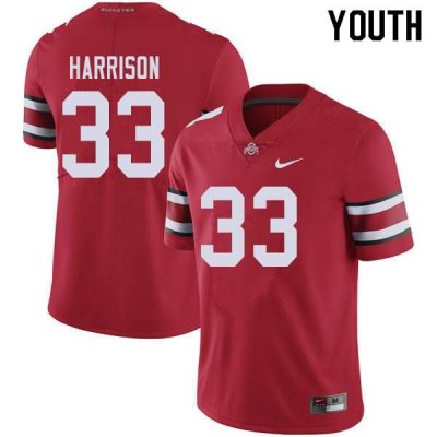 NCAA Ohio State Buckeyes Youth #33 Zach Harrison Red Nike Football College Jersey UIA3045AC